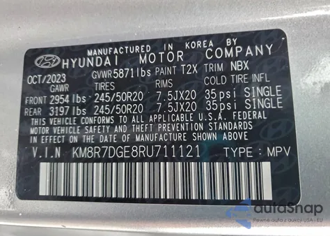 2024 Hyundai Palisade Calligraphy z USA, uszkodzony, nr VIN KM8R7DGE8RU711121